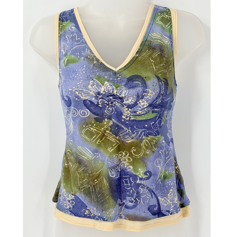 vtg y2k‎ Womens sz S Tank Top USA Fairy Grunge Nylon Fairycore Indie
